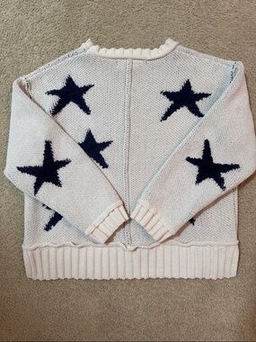 Ivory Knit Star Sweater - Navy Star Pattern-Vintage Havana